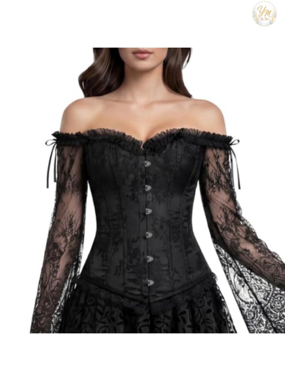 Womens Renaissance Corset Top Victorian Lace Bustier Halloween Costume